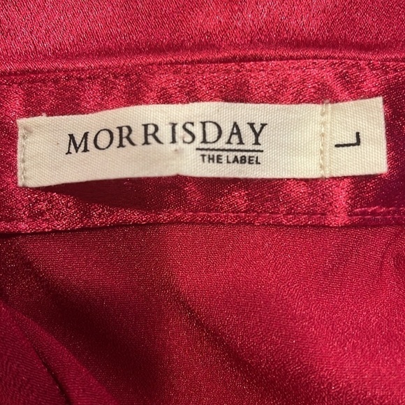 Morrisday the Label Dress L ruby red shiny button & tie front mini dress - Picture 5 of 8